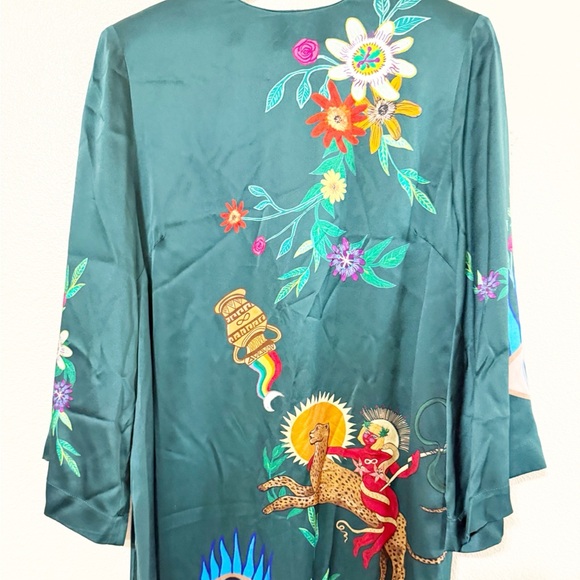 Alemais Agatha Printed Graphic Maxi Midi Slit Belted Dark Green Dress size US 6 - Picture 12 of 15